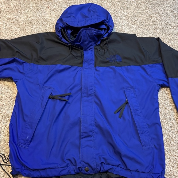 The North Face Jacket Mens Large Blue Black Hooded Full Zip Long Sleeve - Picture 2 of 13